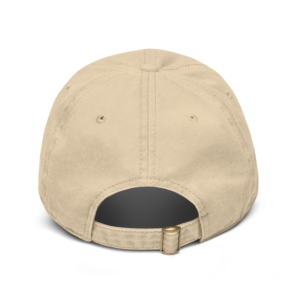 Back view of The Colony - Vintage Washed Cap in beige with buckle closure, showcasing its vintage style.
