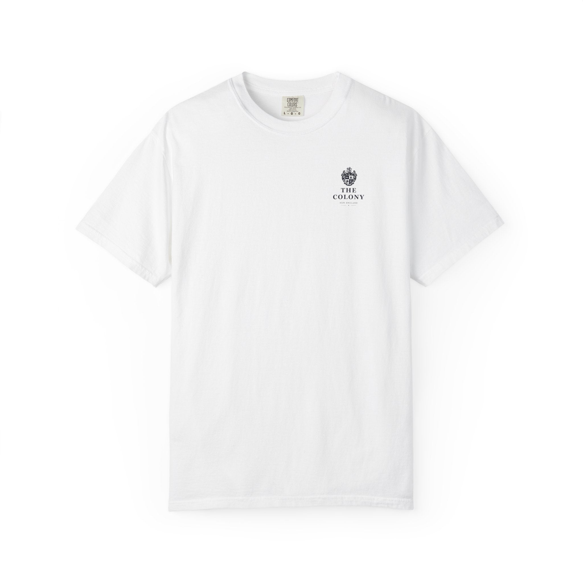 The Lobster New England T-shirt in white displaying a logo design, perfect for summer adventures.
